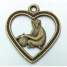 tibetan silver pendant, Chinese Zodiac Monkey