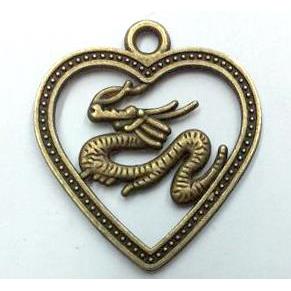 tibetan silver pendant, Chinese Zodiac Dragon