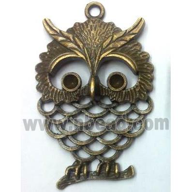 Tibetan silver owl pendant, non-nickel, bronze