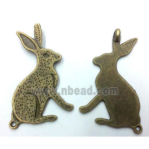 Tibetan silver rabbit pendant, non-nickel, bronze