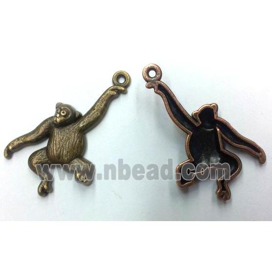 Tibetan silver monkey pendant, non-nickel, bronze