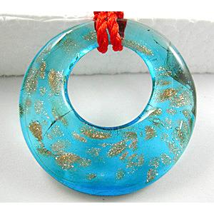 Lampwork Glass GoGo Pendant with goldsand, blue