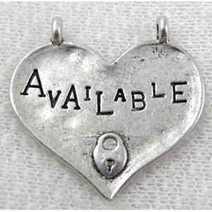 Tibetan Silver Heart Charms Non-Nickel