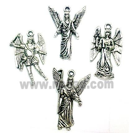 Praying Angel charm, Tibetan Silver Non-Nickel