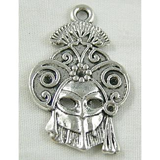 Mask Charms, Tibetan Silver Non-Nickel