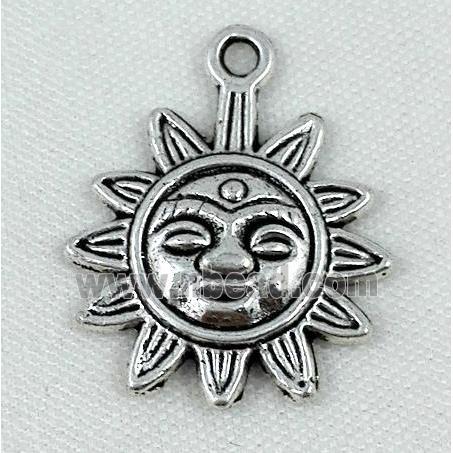 tibetan silver pendant, sun face, non-nickel