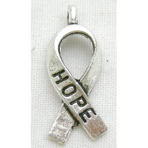 cancer ribbon, Tibetan Silver HOPE Pendant Non-Nickel