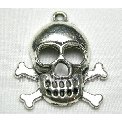 Skull Charms, Tibetan Silver Death-Head Pendant non-nickel