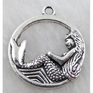 Mermaid charm, Tibetan Silver pendant non-nickel