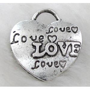 love heart, Tibetan Silver pendant non-nickel