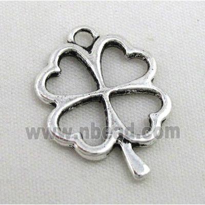 shamrock clover, tibetan silver pendant, non-nickel