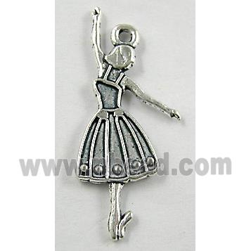 dancing girl, Tibetan Silver Charm Non-Nickel