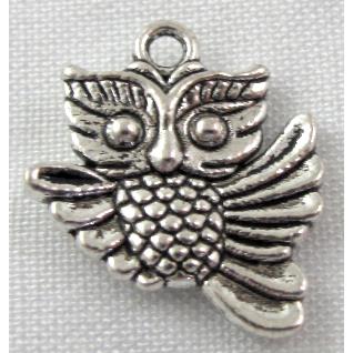 owl charm, Tibetan Silver bird pendant, Non-Nickel