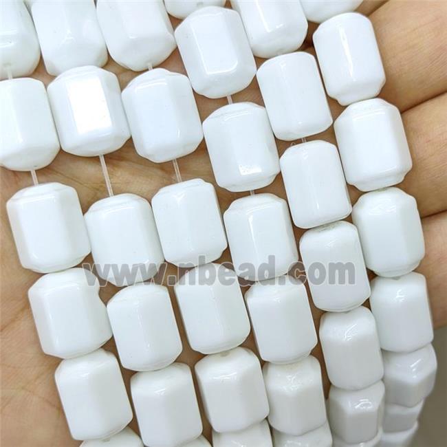 White Porcelain Tube Beads Faceted