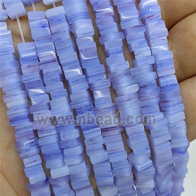 Blue Lampwork Glass Square Beads