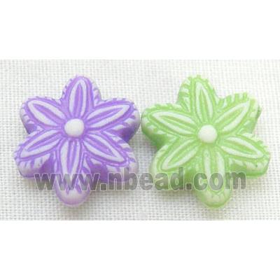 colorful Plastic Beads, mixed, flower