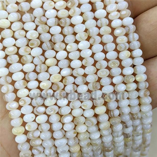 White MOP Shell Beads Smooth Rondelle