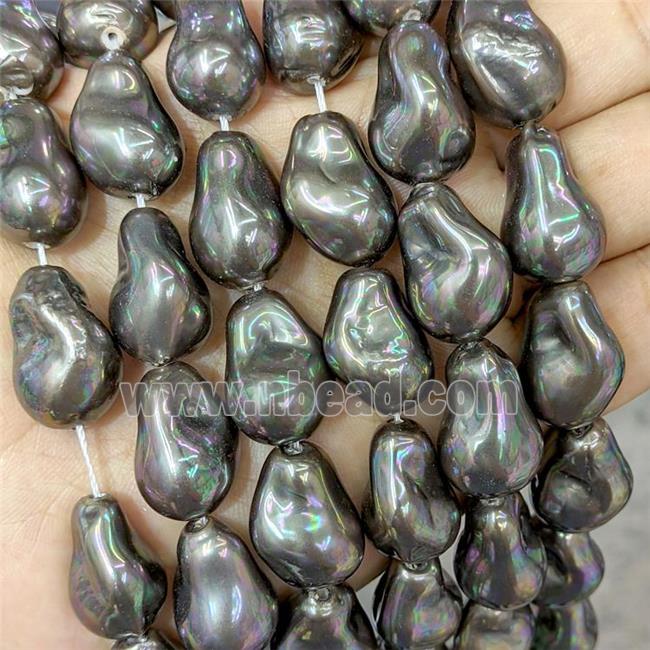 Baroque Style Pearlized Shell Beads Freeform Chocolate Dye AB-Color Electroplated