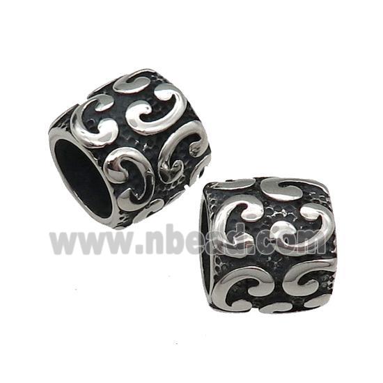 Stainless Steel Tube Beads Large Hole Antique Silver