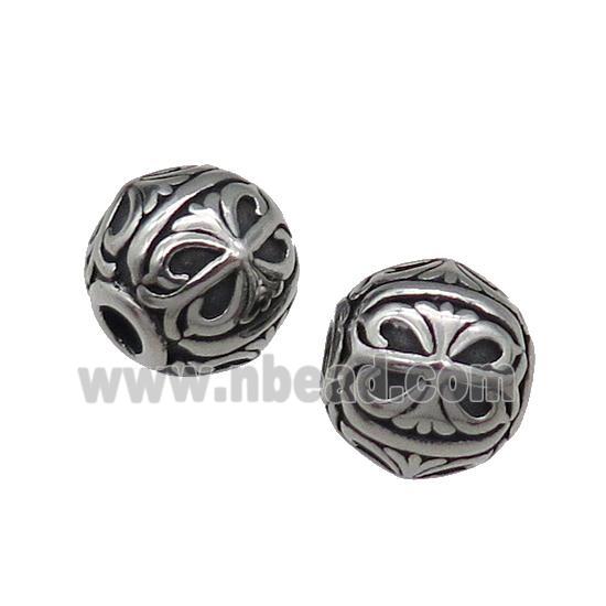 Round Stainless Steel Beads Antique Silver