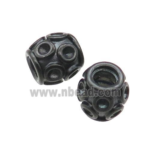 Stainless Steel Barrel Beads Large Hole Black Plated