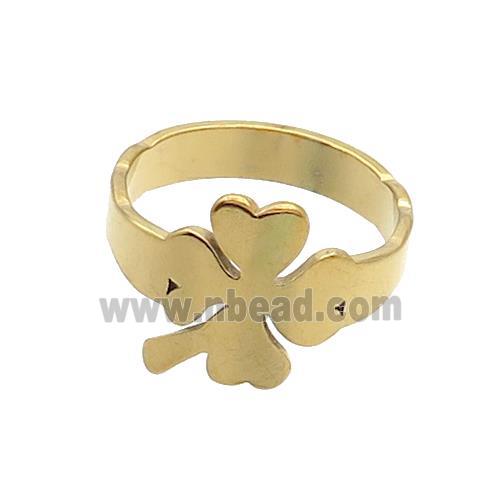 Stainless Steel Clover Rings Gold Plated