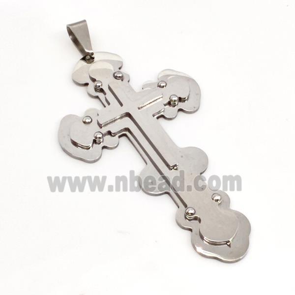 Raw Stainless Steel Cross Pendant