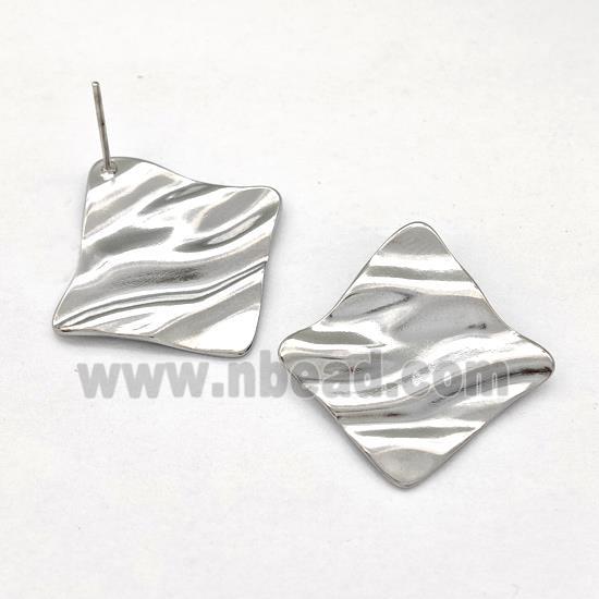 Raw Stainless Steel Stud Earring Square
