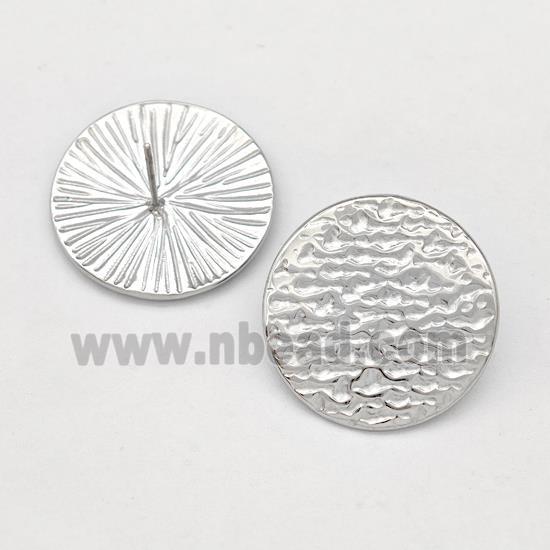 Raw Stainless Steel Stud Earring Circle Hammered