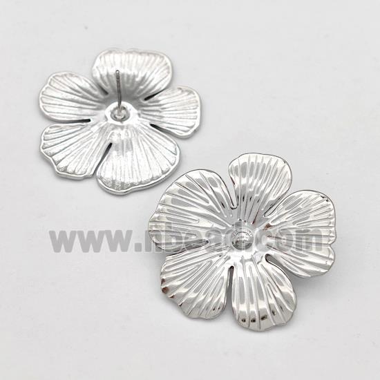 Raw Stainless Steel Stud Earring Flower