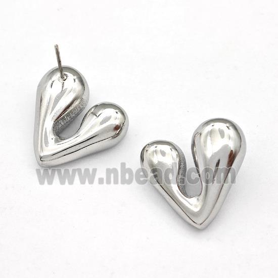 Raw Stainless Steel Heart Stud Earring