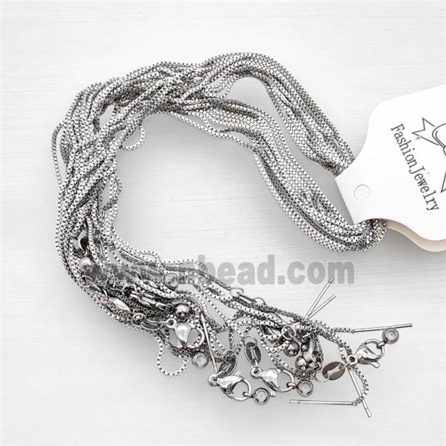 Raw Stainless Steel Necklace Box Chain