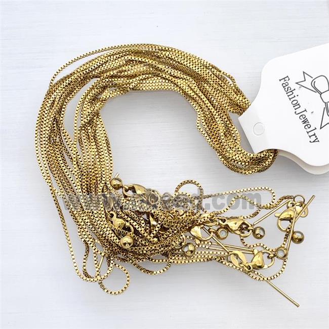 Stainless Steel Necklace Chain Box Gold Plated