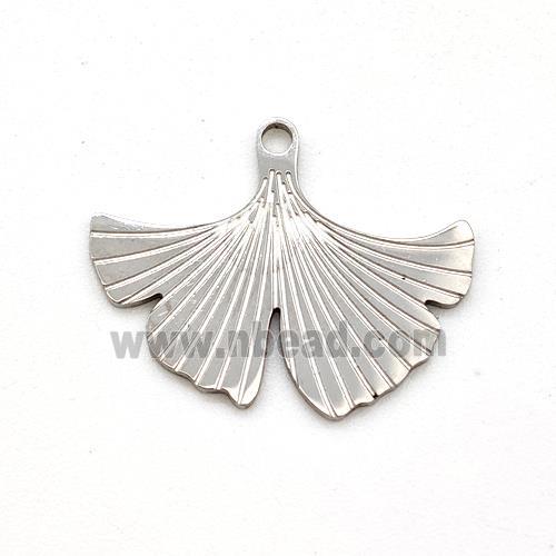 Raw Stainless Steel Ginkgo Leaf Pendant