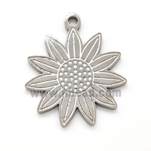 Raw Stainless Steel Sunflower Pendant