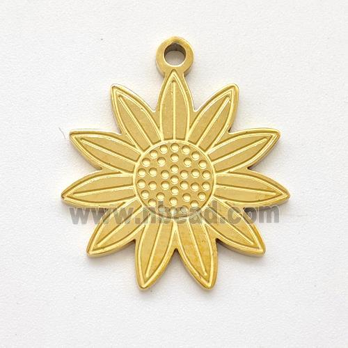 Stainless Steel Sunflower Pendant Gold Plated