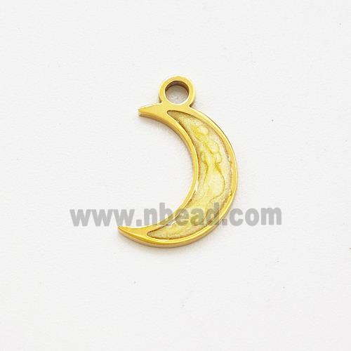 Stainless Steel Moon Pendant Yellow Painted Gold Plated