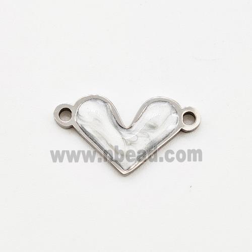 Raw Stainless Steel Heart Connector White Painted