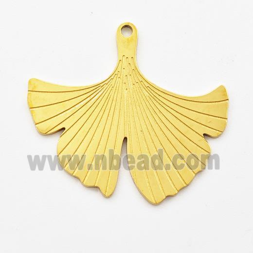 Stainless Steel Pendant Ginkgo Leaf Gold Plated