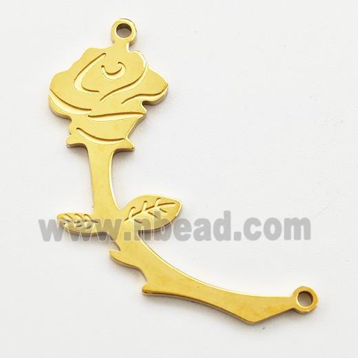 Stainless Steel Rose Flower Pendant 2loops Gold Plated
