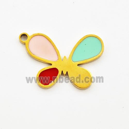 Stainless Steel Butterfly Pendant Enamel Gold Plated