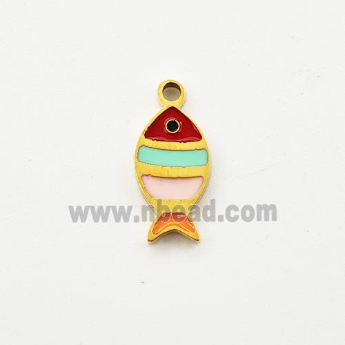 Stainless Steel Fish Pendant Multicolor Enamel Gold Plated