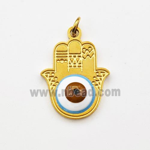 Stainless Steel Hand Pendant Evil Eye Gold Plated