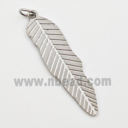 Raw Stainless Steel Leaf Pendant