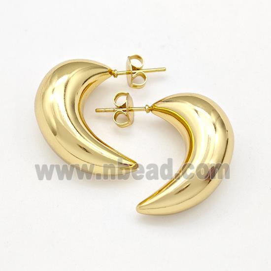 304 Stainless Steel Stud Earring Hollow Banana Gold Plated