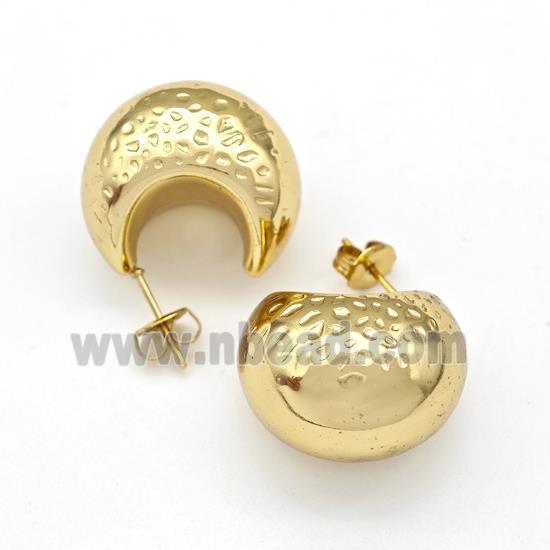 304 Stainless Steel Stud Earring Hollow Gold Plated