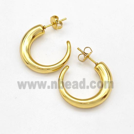 304 Stainless Steel Stud Earring Hollow Gold Plated