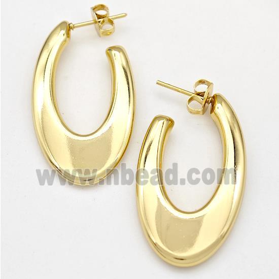 304 Stainless Steel Stud Earring Hollow Gold Plated