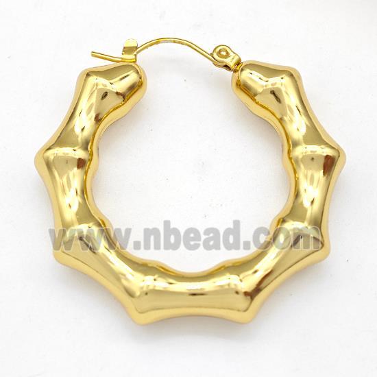 304 Stainless Steel Earring Hollow Bamboo Gold Plated