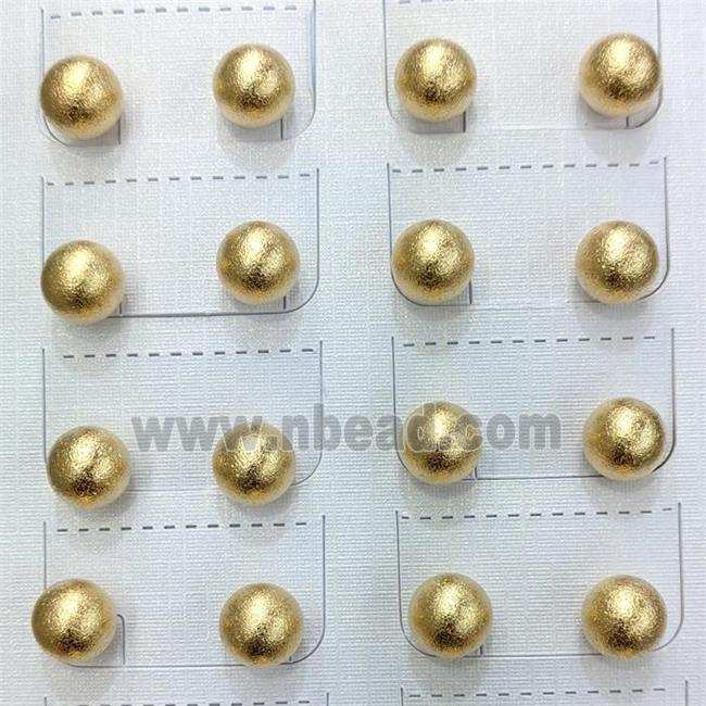 Stainless Steel Ball Stud Earrings Brushed Gold Plated